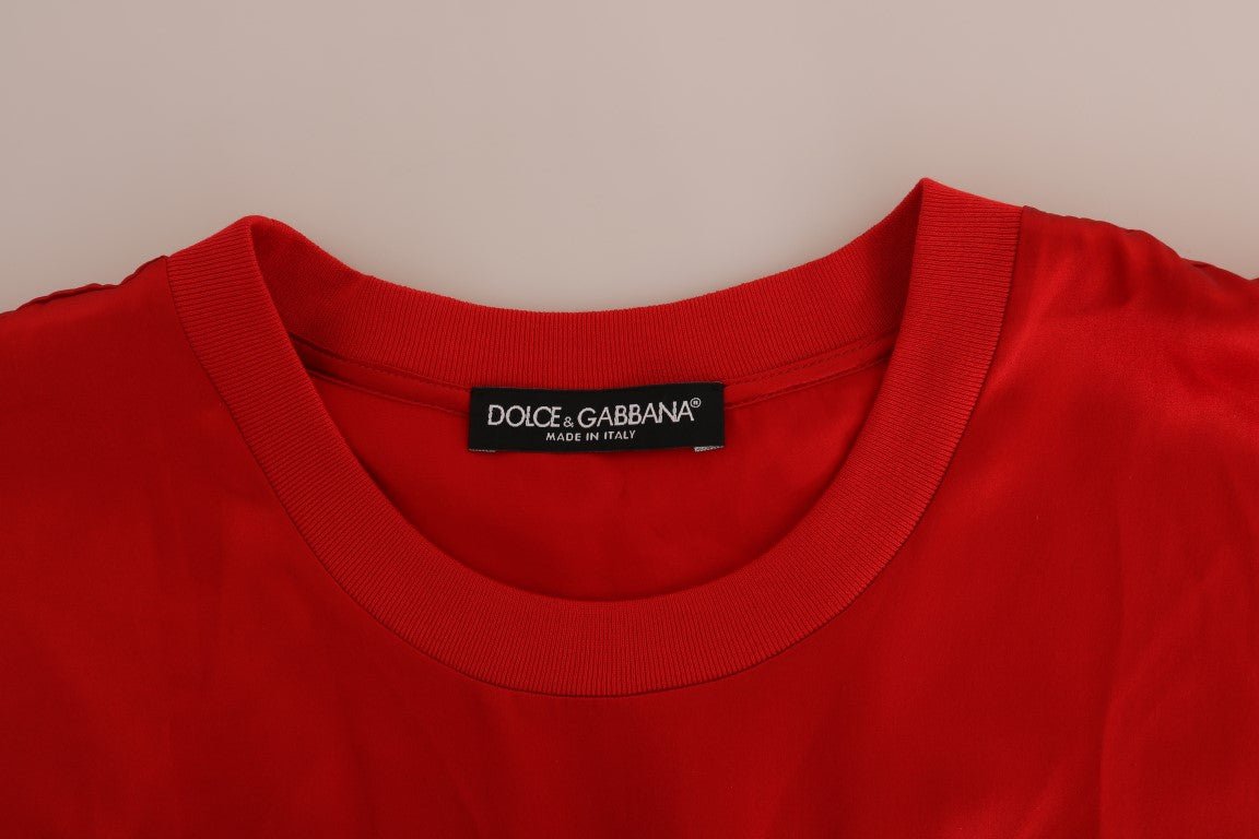 Dolce & Gabbana Red Silk Floral Embroidered Elegance Top - Sandy Store ByNet