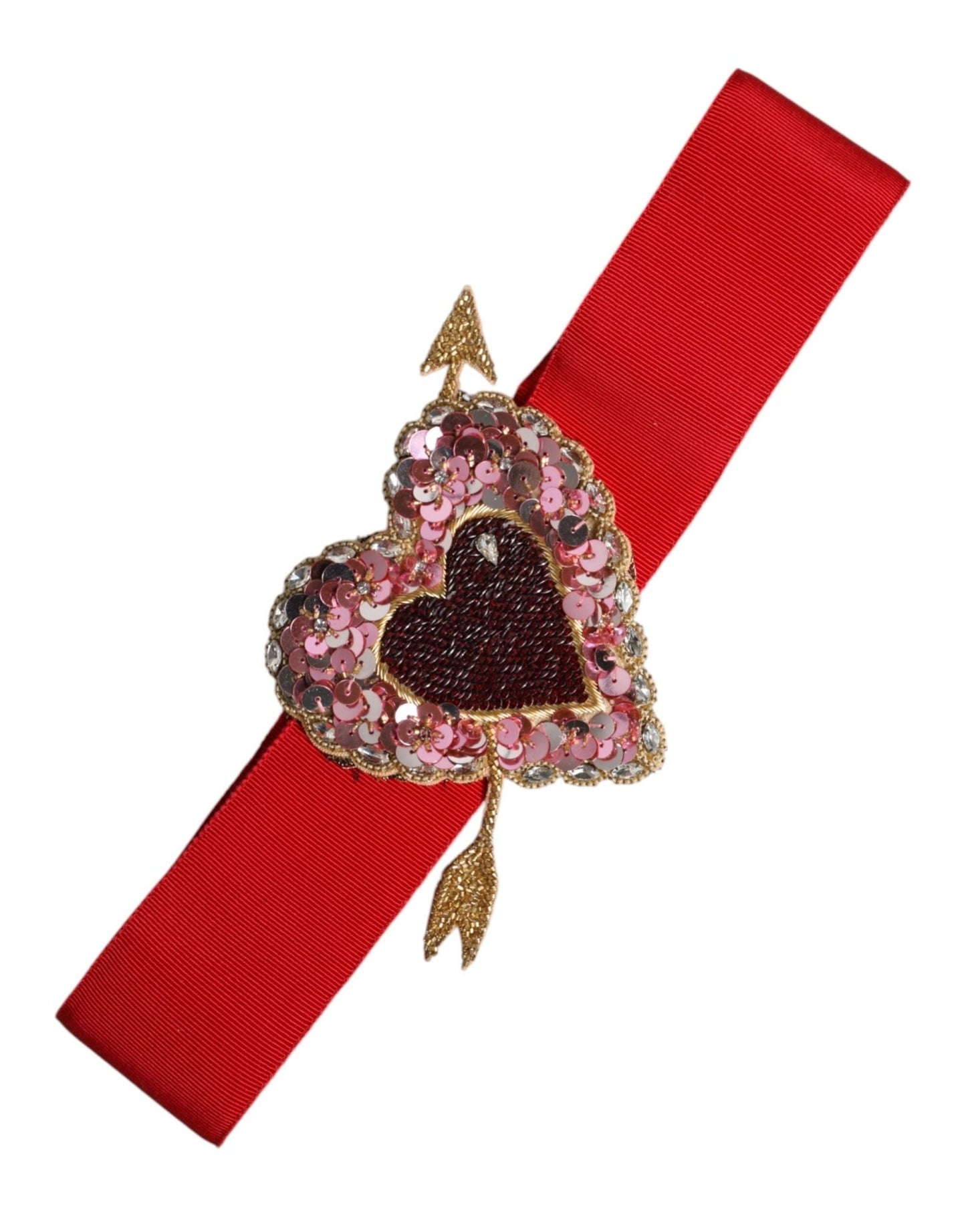Dolce & Gabbana Red Stretch Wide Waist Heart Embellished Belt – IT40|S par Dolce & Gabbana | Disponible sur Sandy Store ByNet