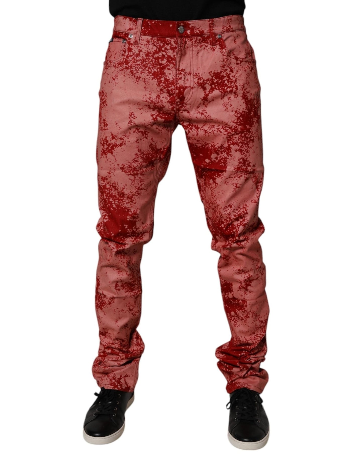 Dolce & Gabbana Red Tie Dye Cotton Skinny Men Denim Jeans – IT48 | M par Dolce & Gabbana | Disponible sur Sandy Store ByNet