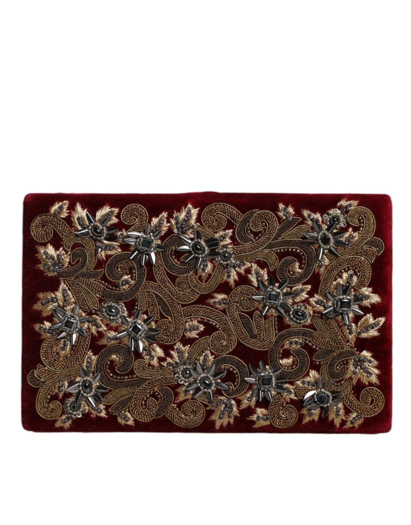 Dolce & Gabbana Red Velvet Gold Frame Clutch Evening Party Purse Bag - Sandy Store ByNet
