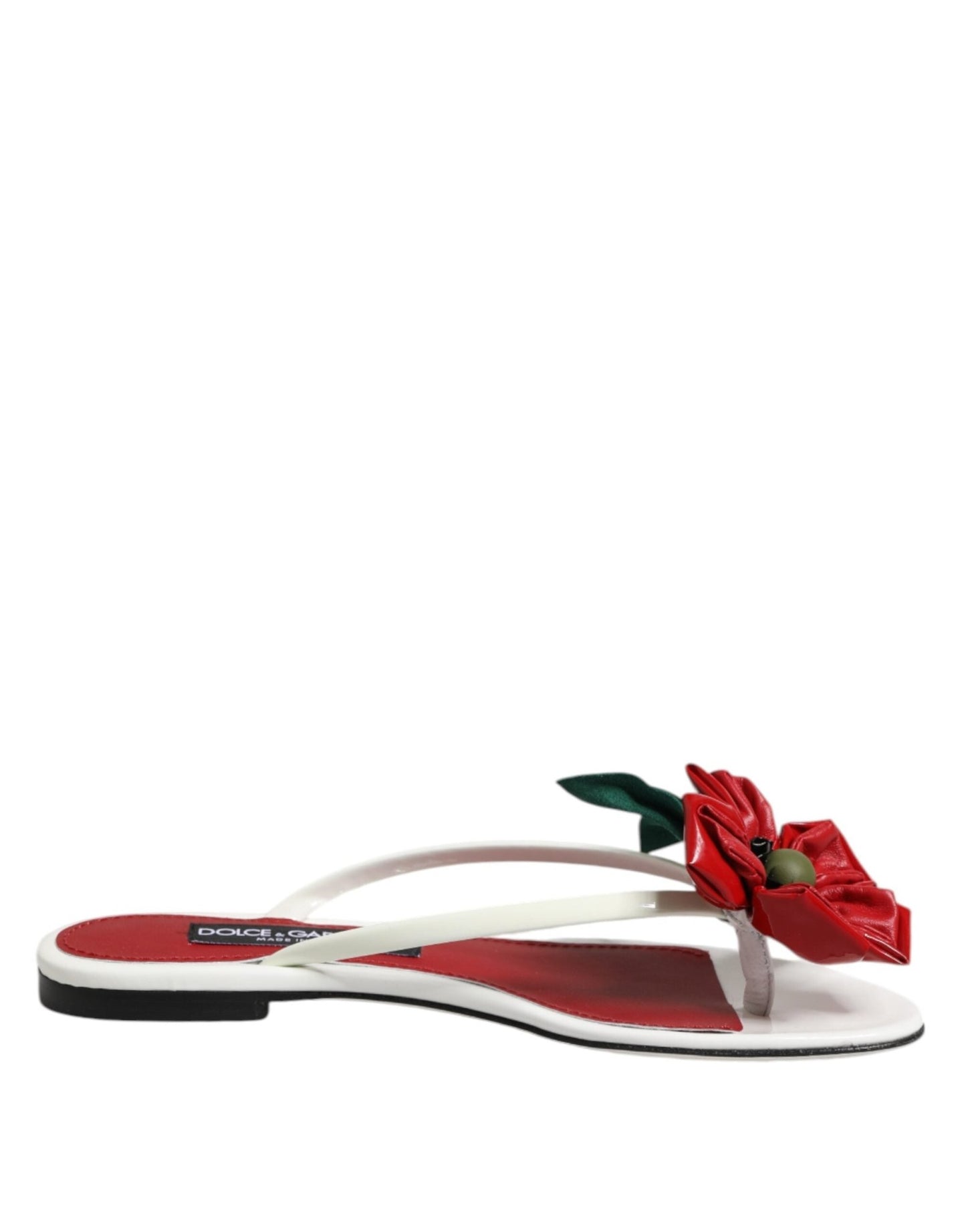 Dolce & Gabbana Red White KEIRA Flower Leather Sandals Shoes – EU36.5/US6 par Dolce & Gabbana | Disponible sur Sandy Store ByNet