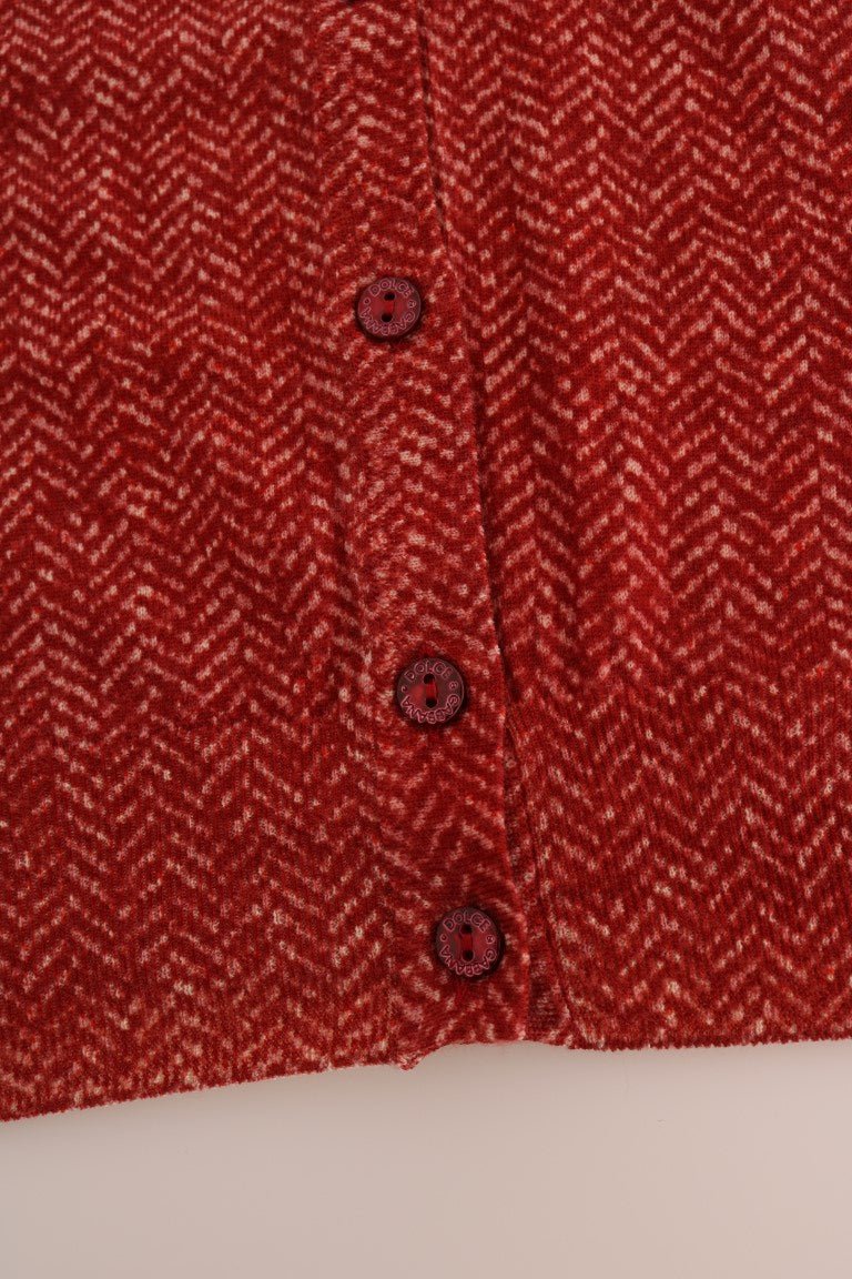 Dolce & Gabbana Red Wool Cardigan Sweater - Sandy Store ByNet