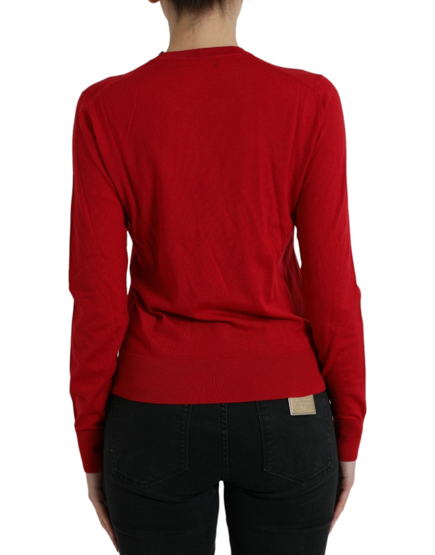 Dolce & Gabbana Red Wool Knitted Crew Neck Pullover Sweater – IT40|S par Dolce & Gabbana | Disponible sur Sandy Store ByNet