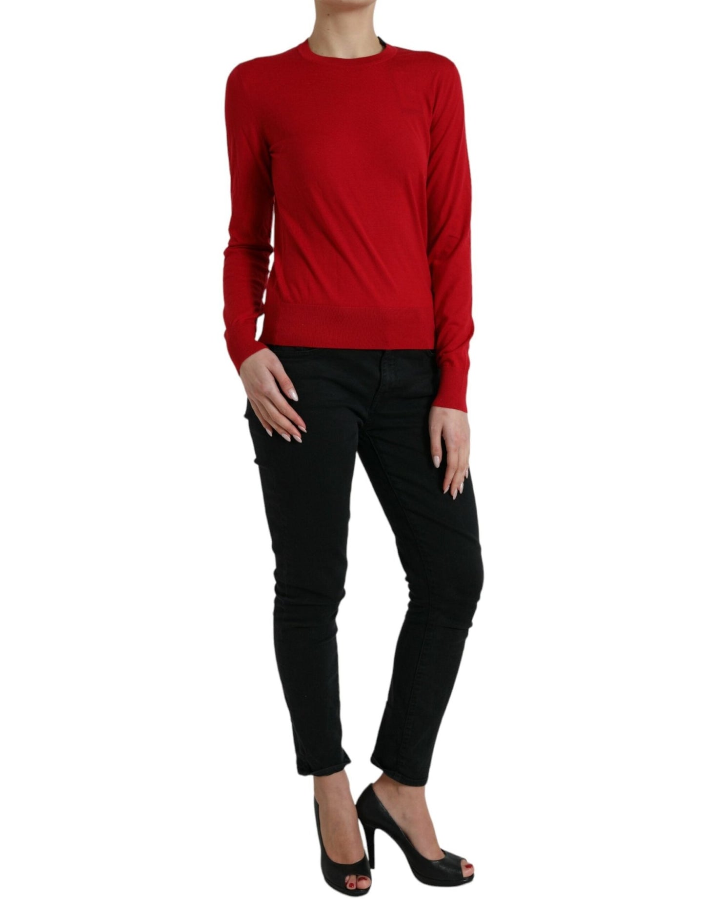 Dolce & Gabbana Red Wool Knitted Crew Neck Pullover Sweater – IT40|S par Dolce & Gabbana | Disponible sur Sandy Store ByNet