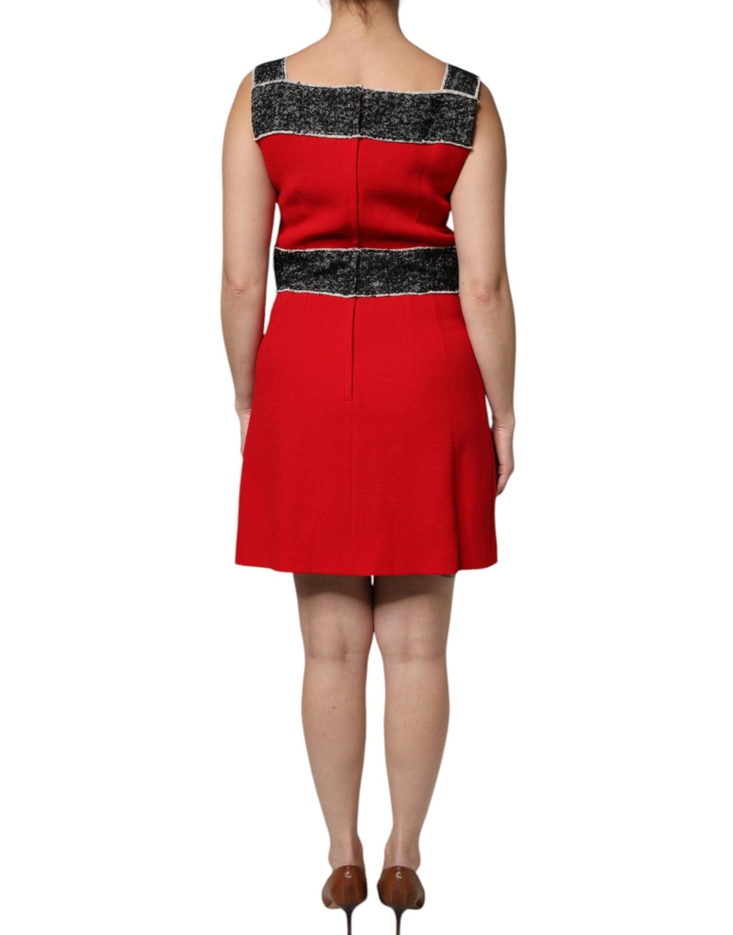 Dolce & Gabbana Red Wool Sleeveless A - line Flared Mini Dress - Sandy Store ByNet