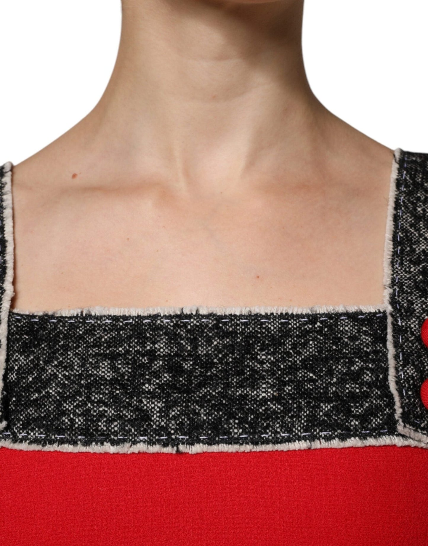 Dolce & Gabbana Red Wool Sleeveless A - line Flared Mini Dress - Sandy Store ByNet