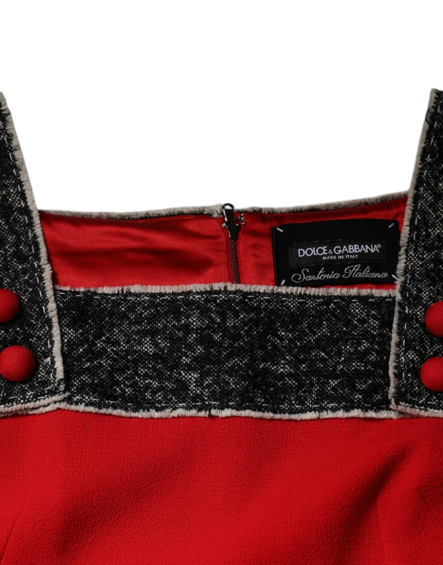 Dolce & Gabbana Red Wool Sleeveless A - line Flared Mini Dress - Sandy Store ByNet
