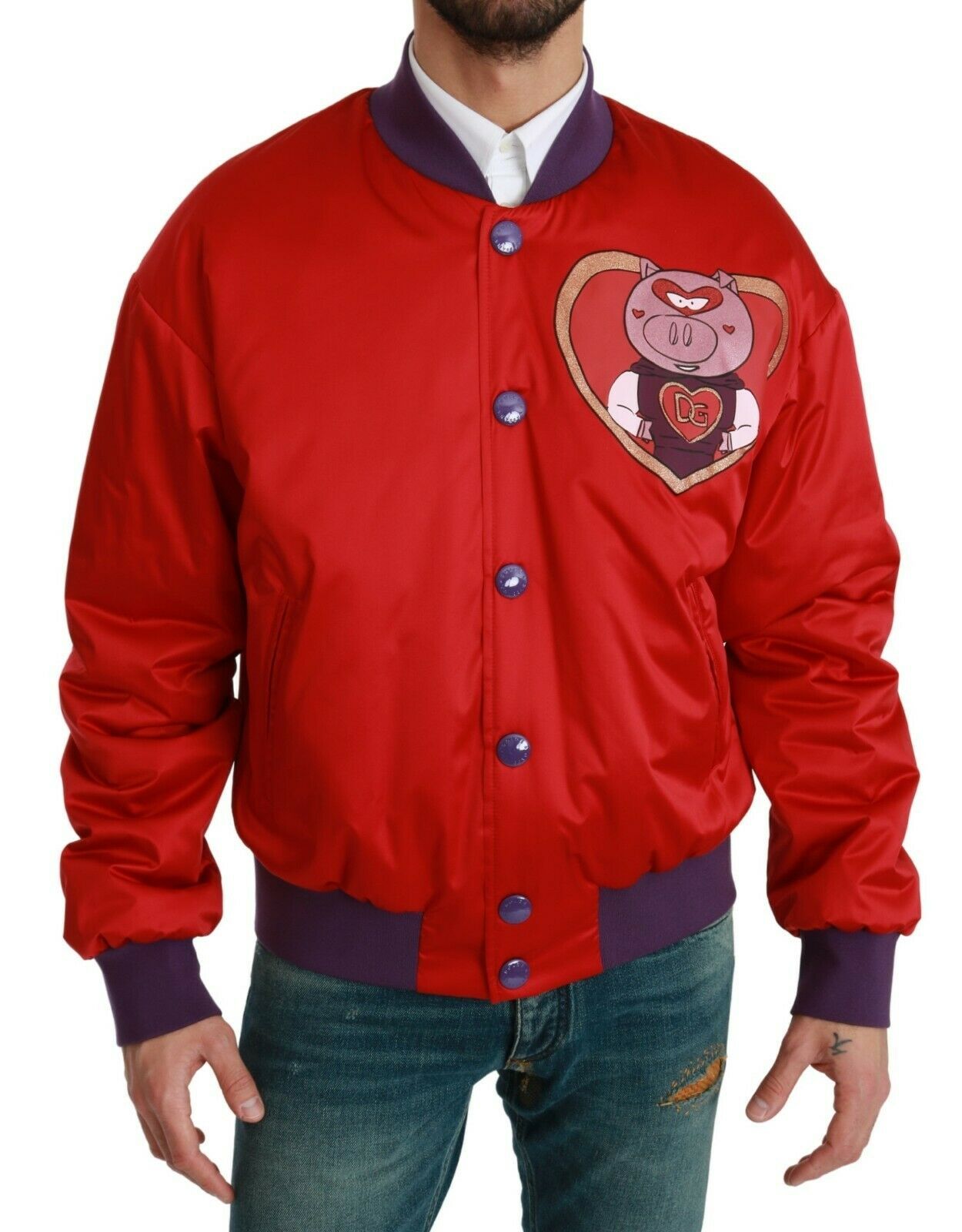 Dolce & Gabbana Red YEAR OF THE PIG Bomber Jacket – IT44 | XS par Dolce & Gabbana | Disponible sur Sandy Store ByNet