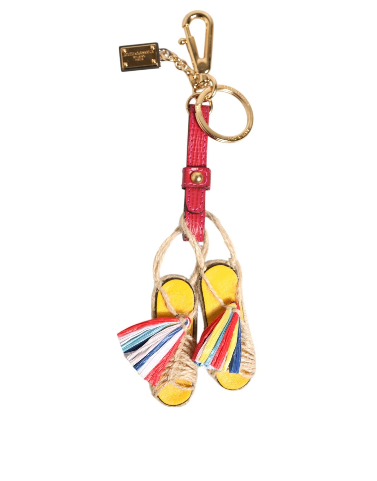 Dolce & Gabbana Red Yellow Mini Espadrille Style Charm Keychain Keyring – par Dolce & Gabbana | Disponible sur Sandy Store ByNet