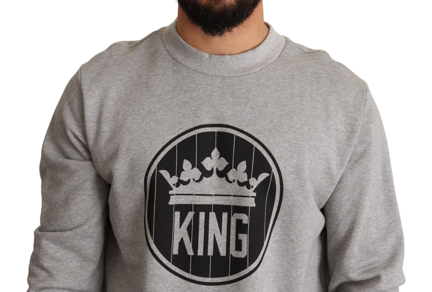 Dolce & Gabbana Regal Crown Cotton Sweater - Sophisticated Gray - Sandy Store ByNet
