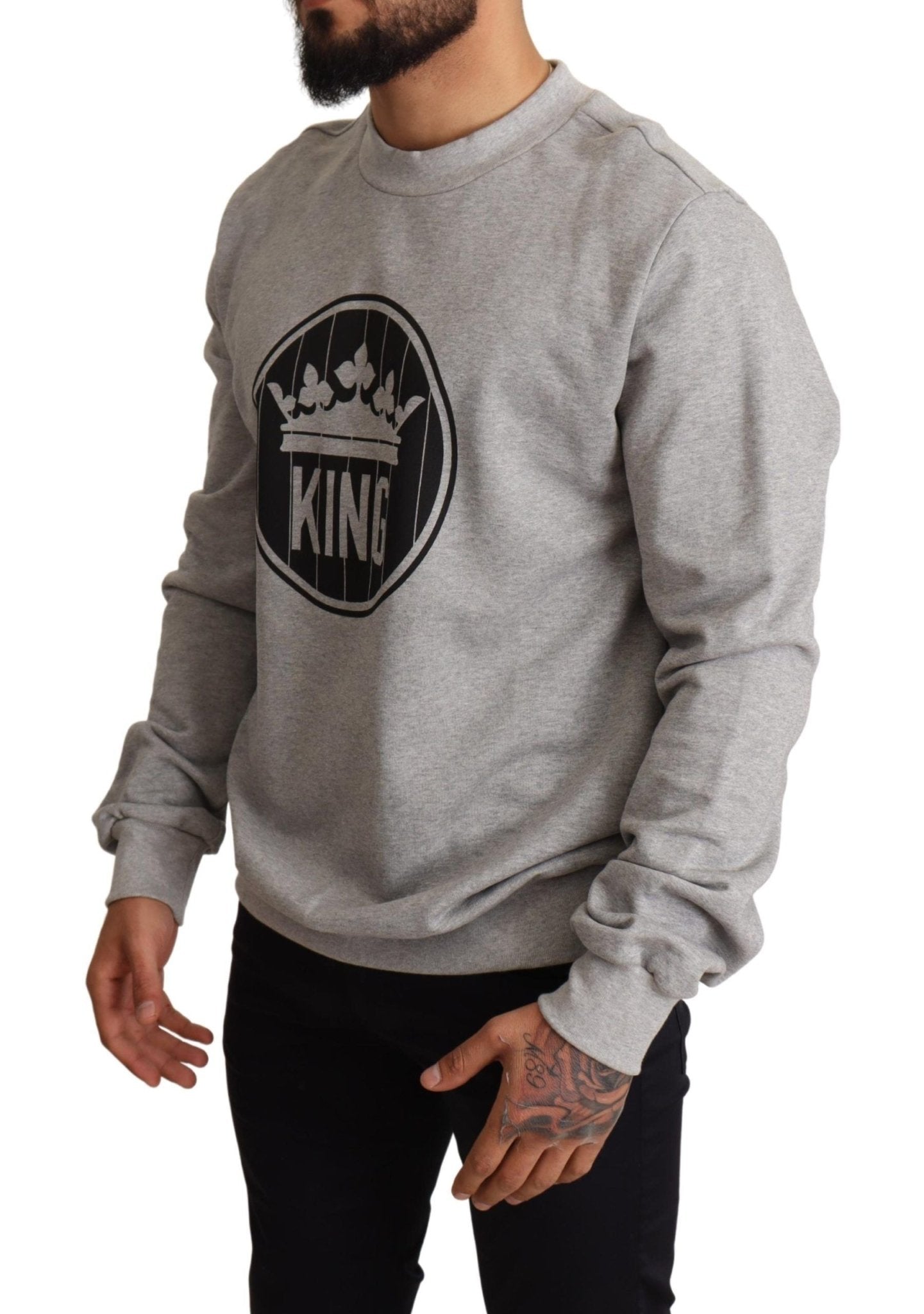 Dolce & Gabbana Regal Crown Cotton Sweater - Sophisticated Gray - Sandy Store ByNet