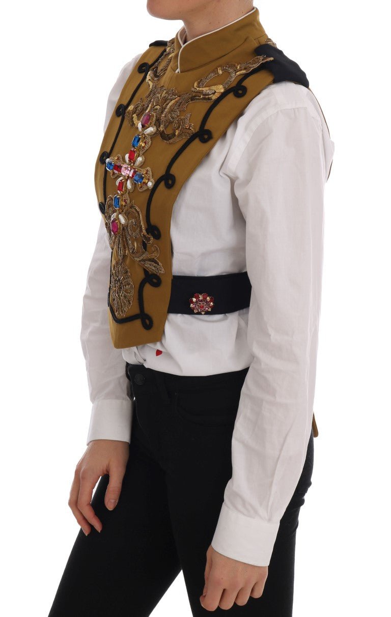 Dolce & Gabbana Runway Embellished Crystal Cross Vest - Sandy Store ByNet