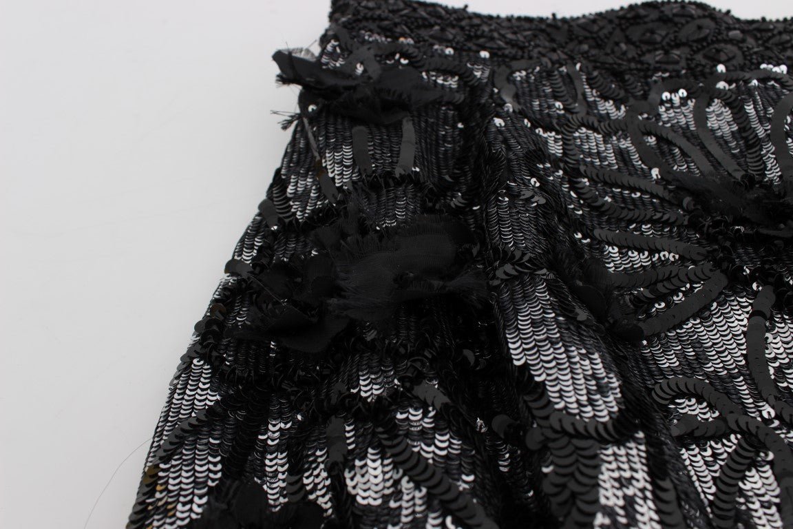 Dolce & Gabbana Sequined High Waist Designer Mini Shorts - Sandy Store ByNet