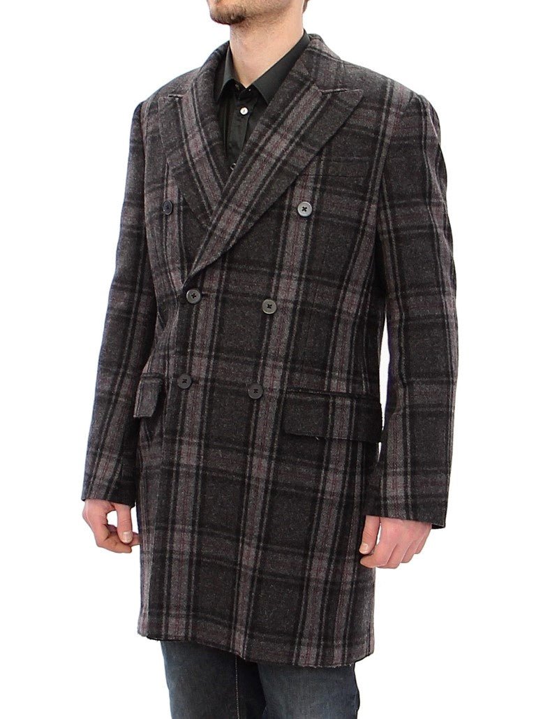 Dolce & Gabbana Sicilia Checkered Wool Blend Coat - Sandy Store ByNet