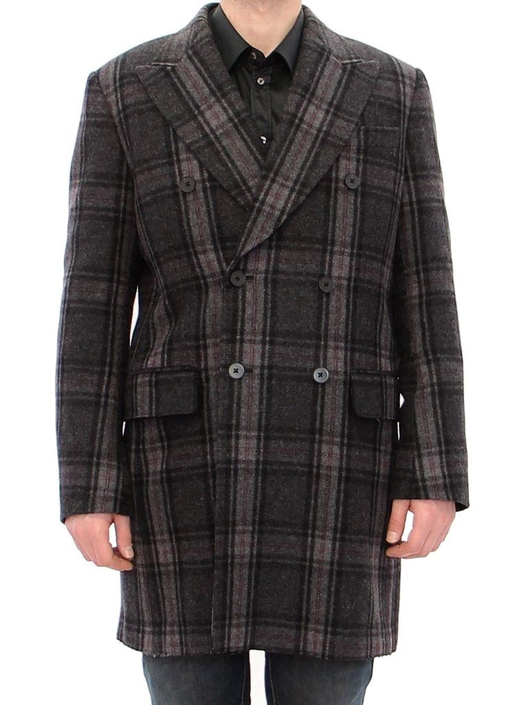 Dolce & Gabbana Sicilia Checkered Wool Blend Coat - Sandy Store ByNet