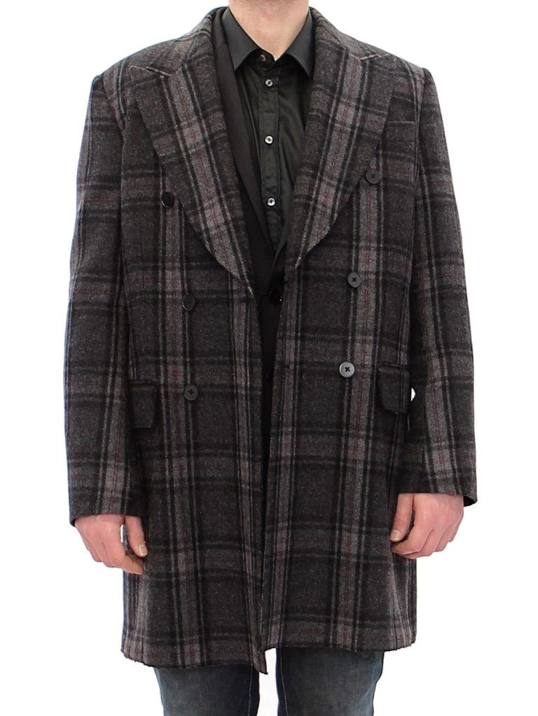 Dolce & Gabbana Sicilia Checkered Wool Blend Coat - Sandy Store ByNet