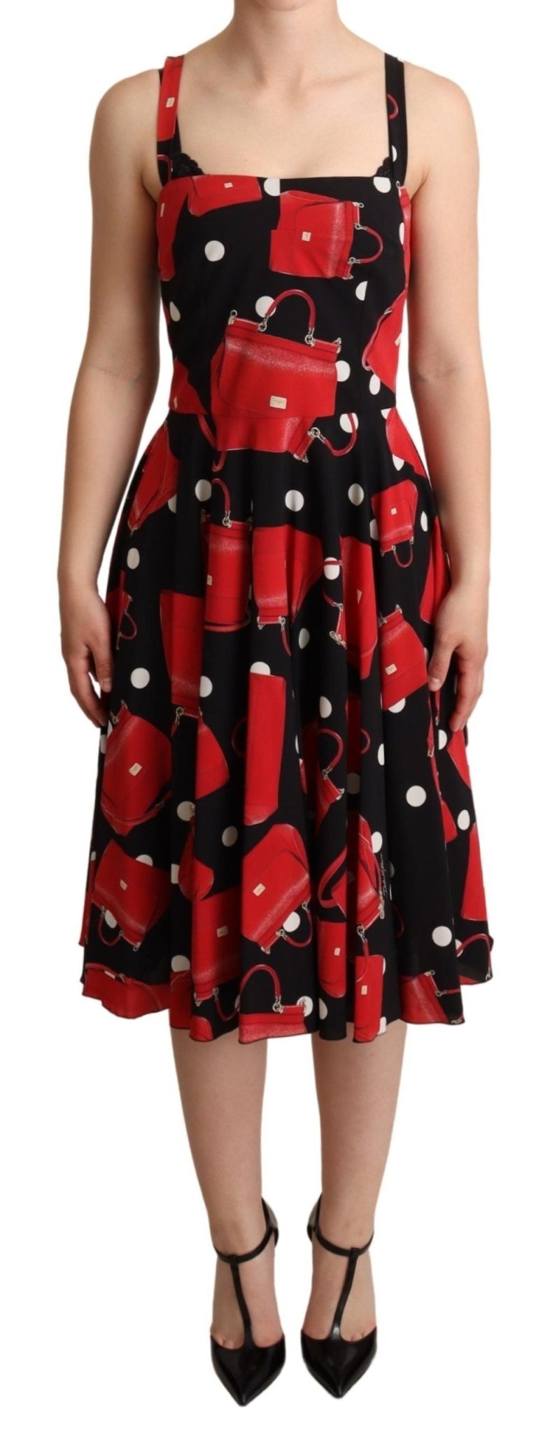 Dolce & Gabbana Sicilian Bag Print Sleeveless Midi Dress - Sandy Store ByNet