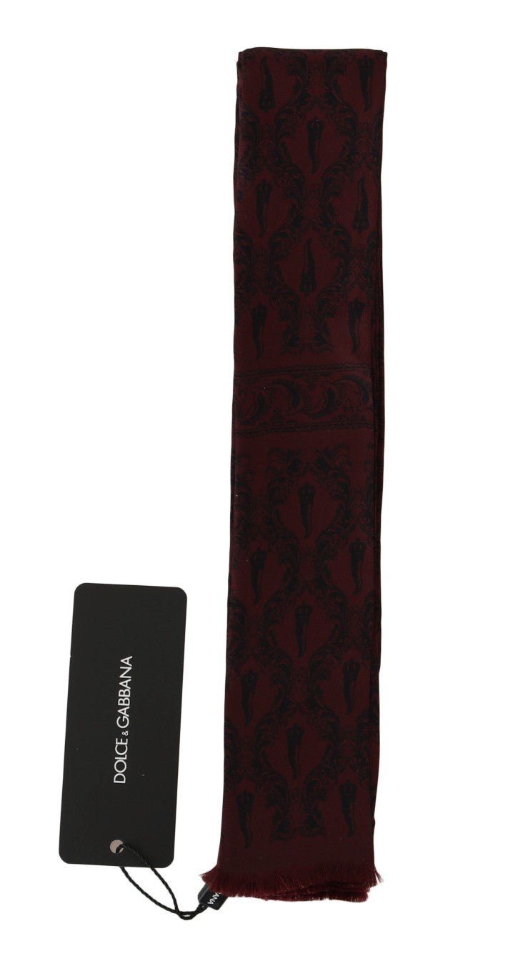 Dolce & Gabbana Silk Bordeaux Crown Chili Print Mens Scarf - Sandy Store ByNet