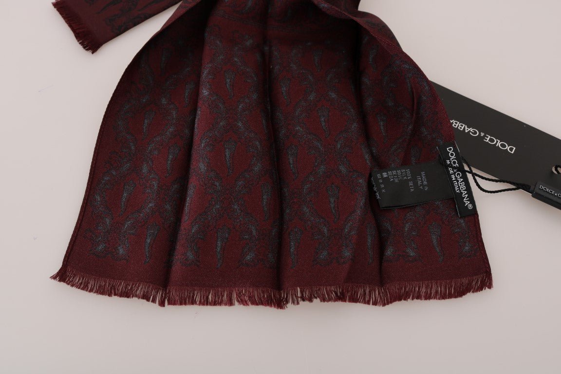 Dolce & Gabbana Silk Bordeaux Crown Chili Print Mens Scarf - Sandy Store ByNet