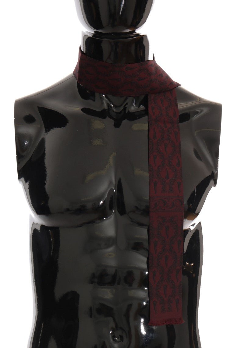 Dolce & Gabbana Silk Bordeaux Crown Chili Print Mens Scarf - Sandy Store ByNet