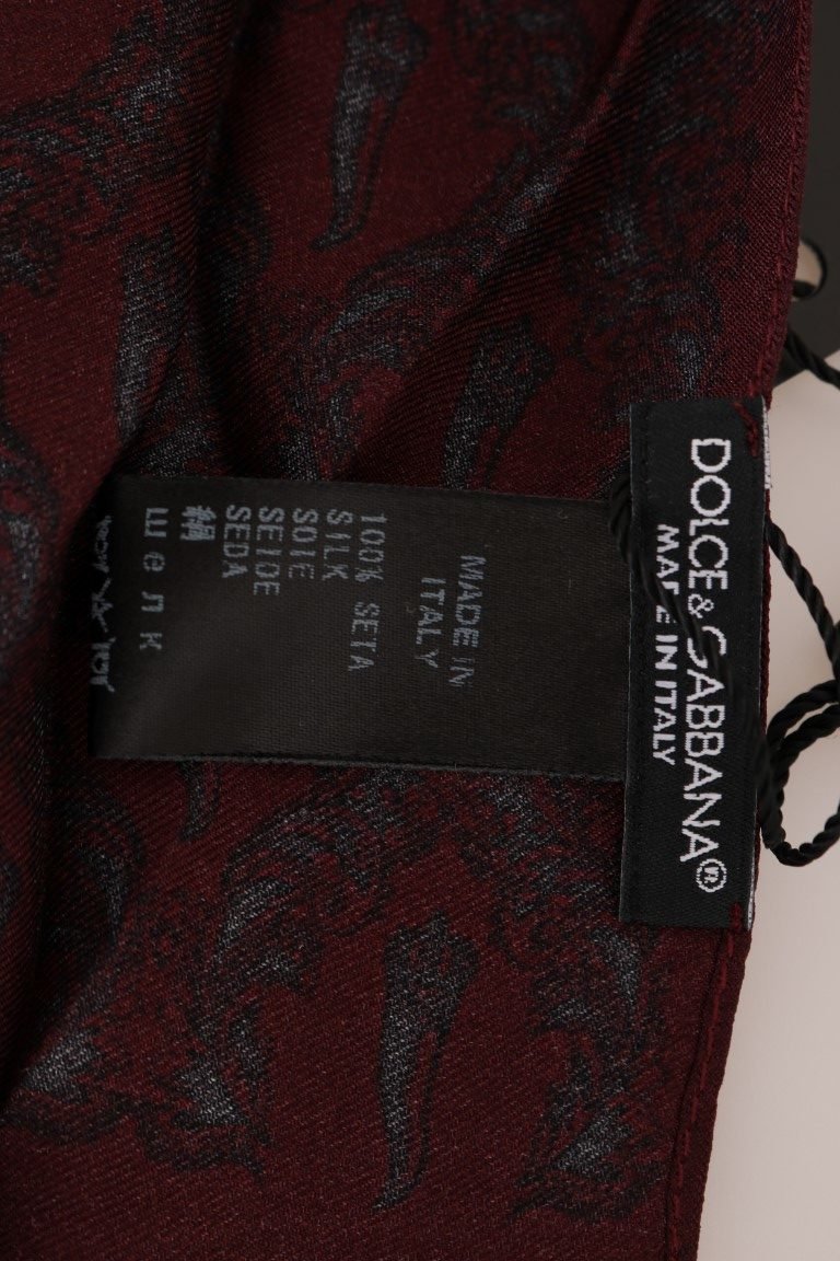 Dolce & Gabbana Silk Bordeaux Crown Chili Print Mens Scarf - Sandy Store ByNet