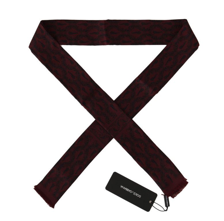 Dolce & Gabbana Silk Bordeaux Crown Chili Print Mens Scarf - Sandy Store ByNet