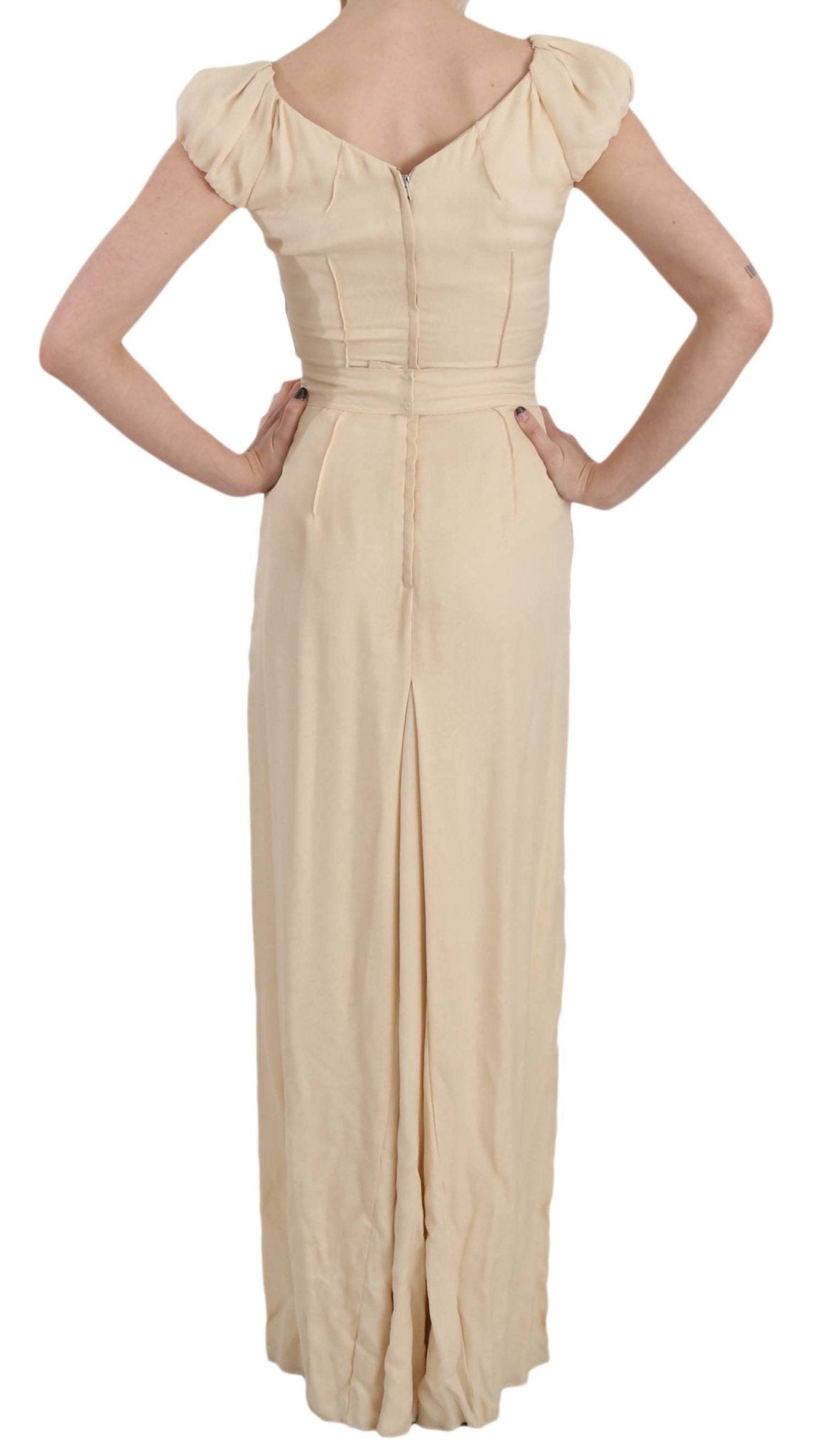 Dolce & Gabbana Silk Column Garterized Sleeve Gown - Sandy Store ByNet