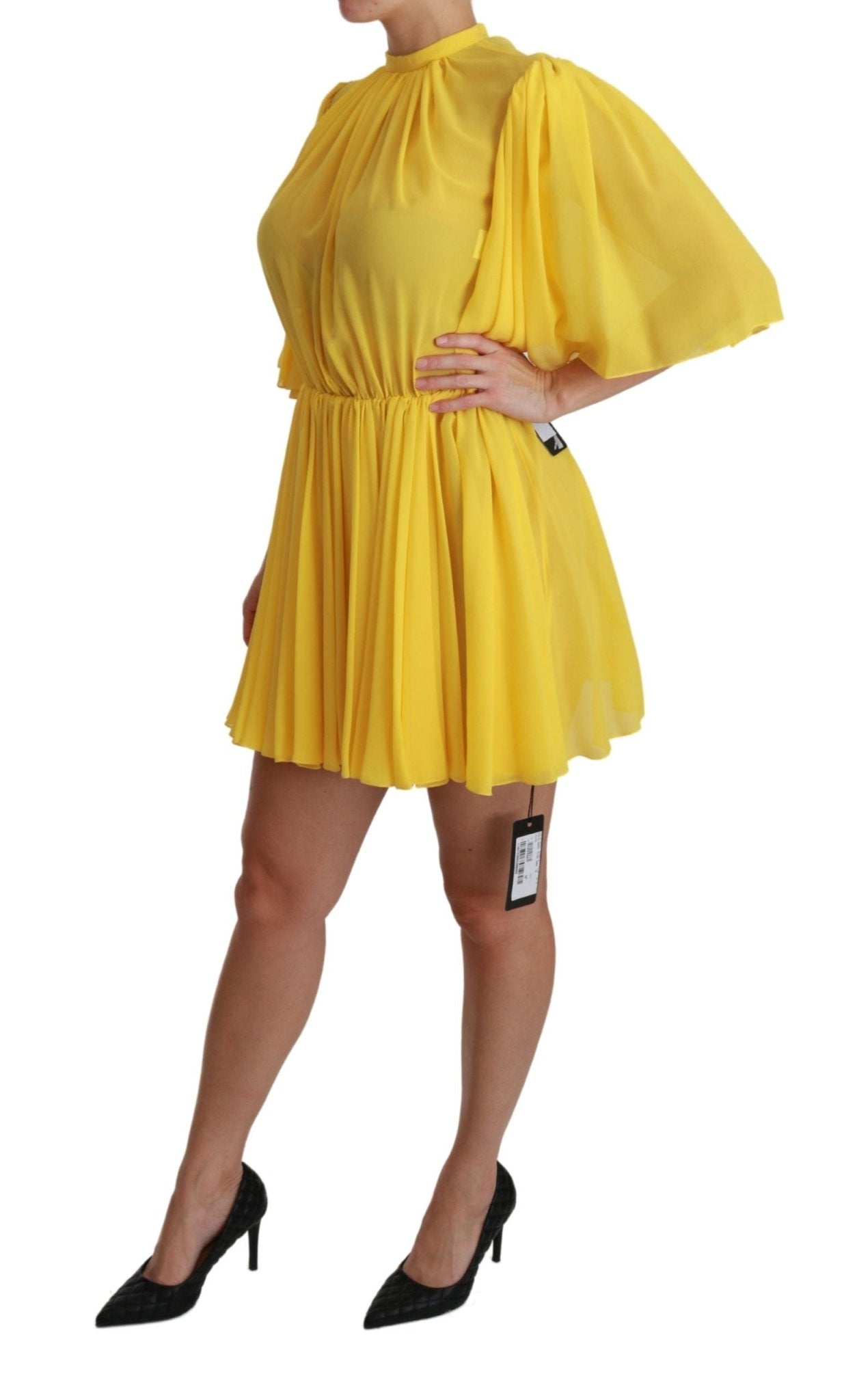 Dolce & Gabbana Silk Pleated A - line Mini Dress in Sunshine Yellow - Sandy Store ByNet