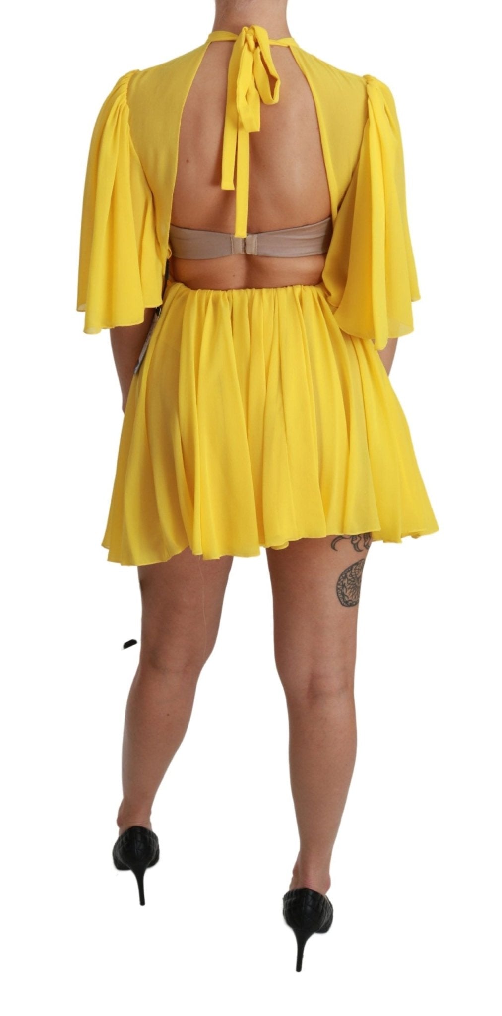 Dolce & Gabbana Silk Pleated A - line Mini Dress in Sunshine Yellow - Sandy Store ByNet