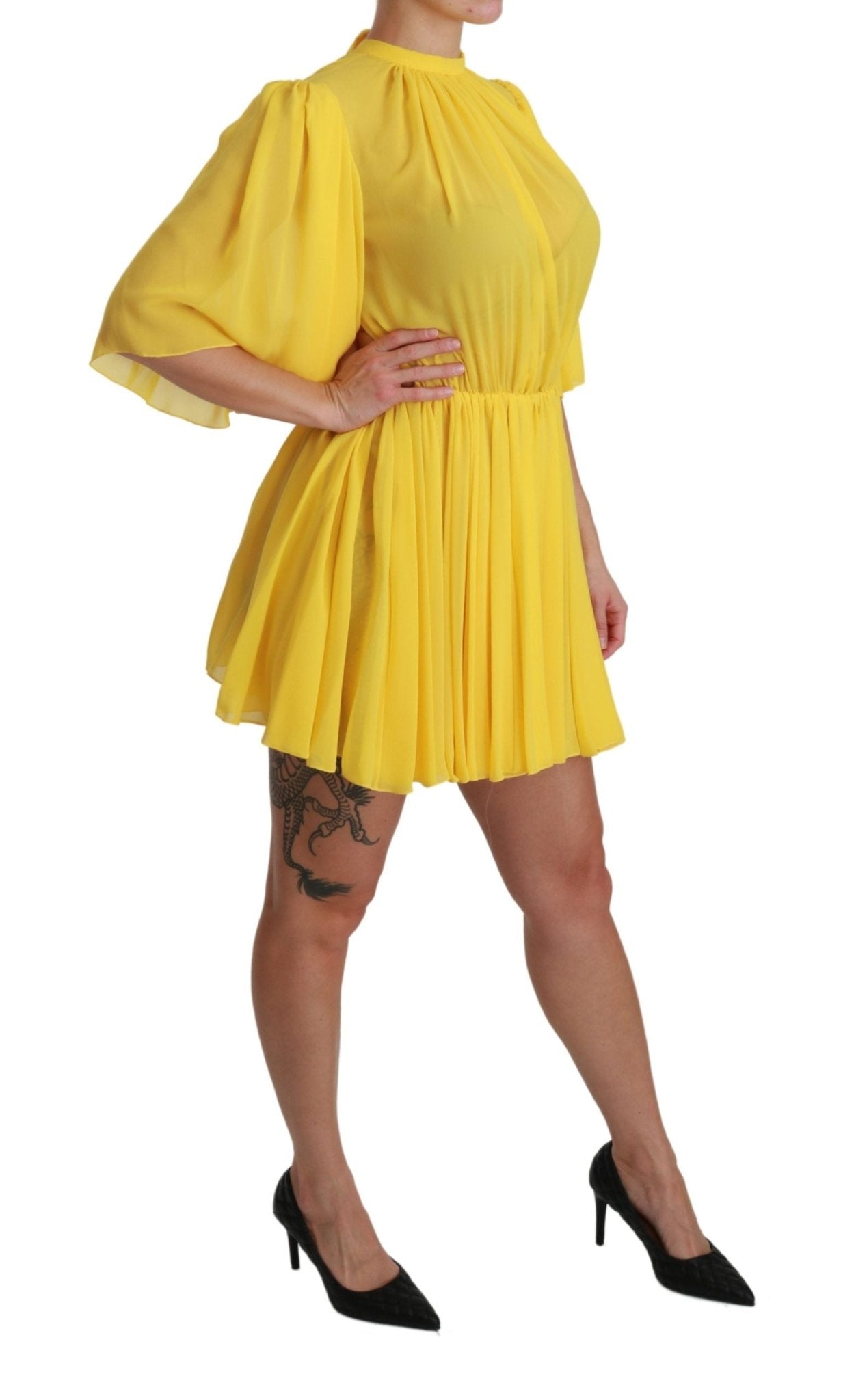 Dolce & Gabbana Silk Pleated A - line Mini Dress in Sunshine Yellow - Sandy Store ByNet