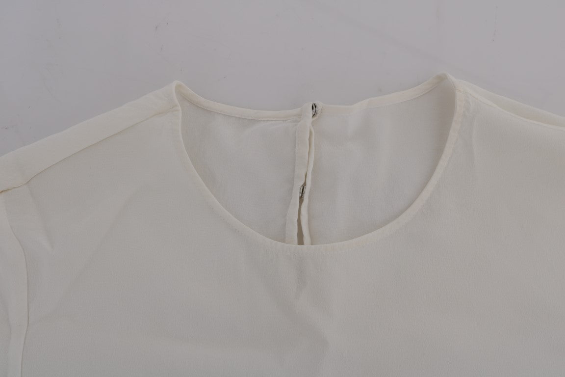 Dolce & Gabbana Silk Sequined 'Italia Is Love' White Blouse - Sandy Store ByNet
