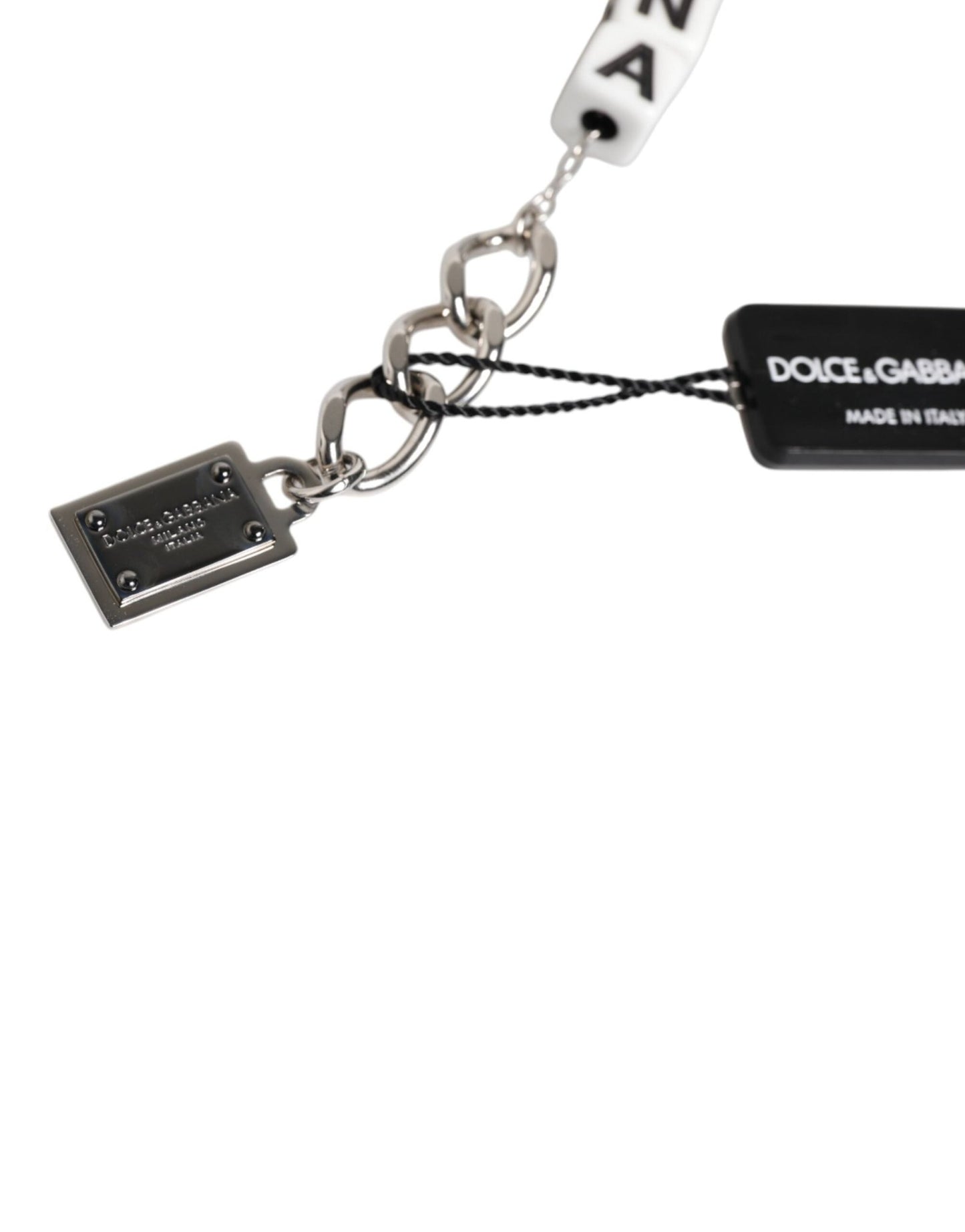 Dolce & Gabbana Silver Brass Chain Dice Logo Embellished Charm Bracelet - Sandy Store ByNet