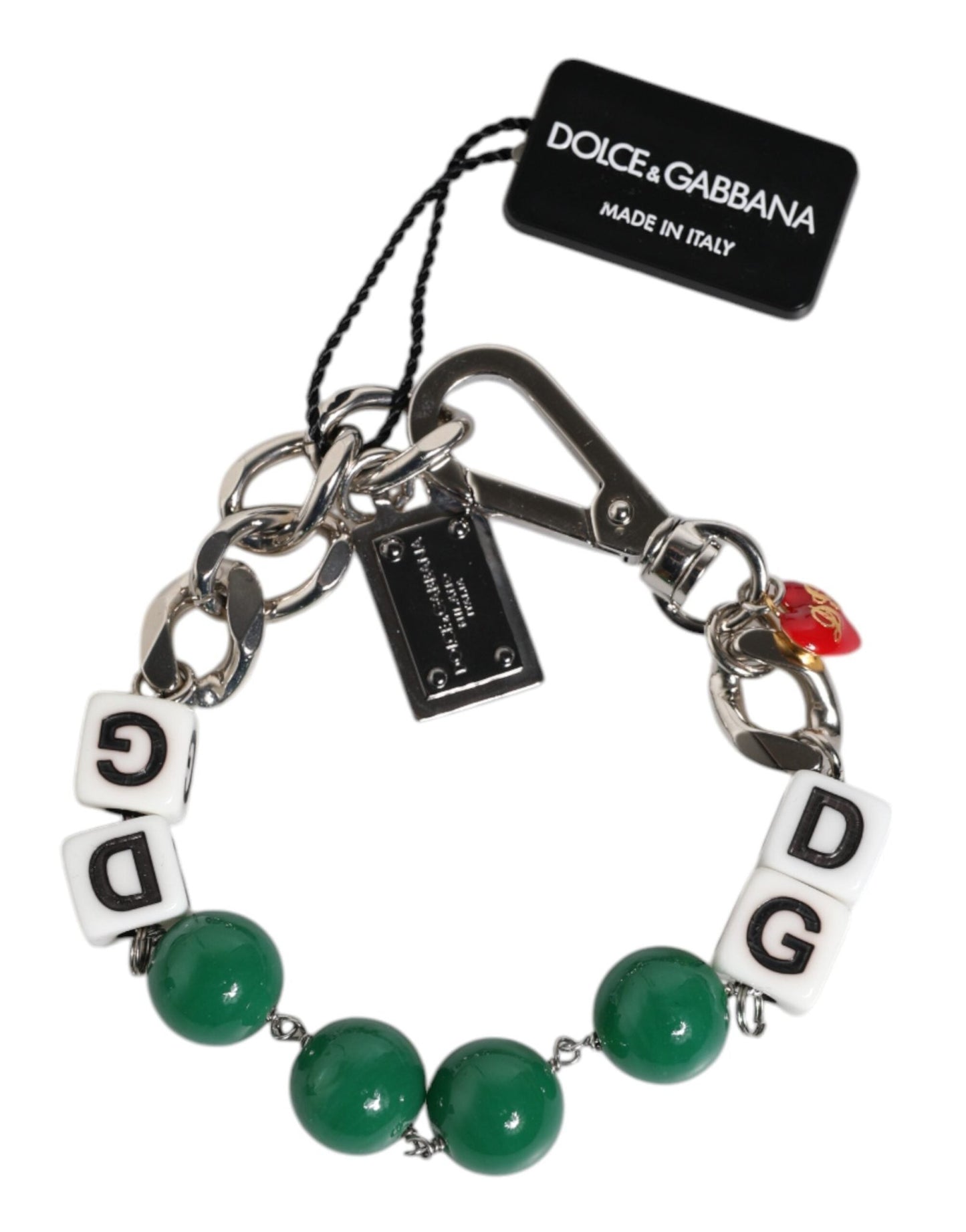Dolce & Gabbana Silver Tone Brass Bead Dice Logo Embellish Charm Bracelet - Sandy Store ByNet