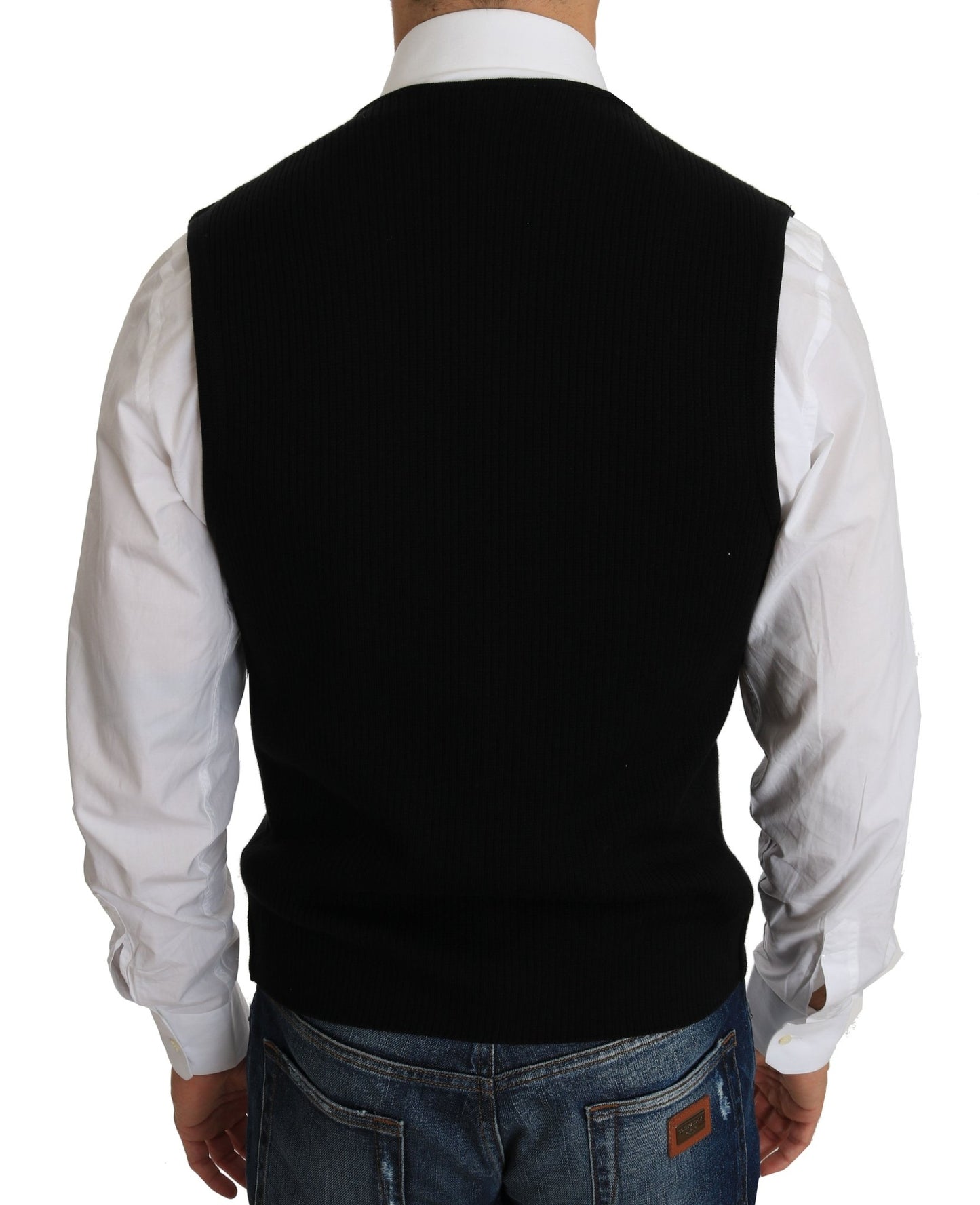 Dolce & Gabbana Sleek Black Cotton Formal Vest - Sandy Store ByNet