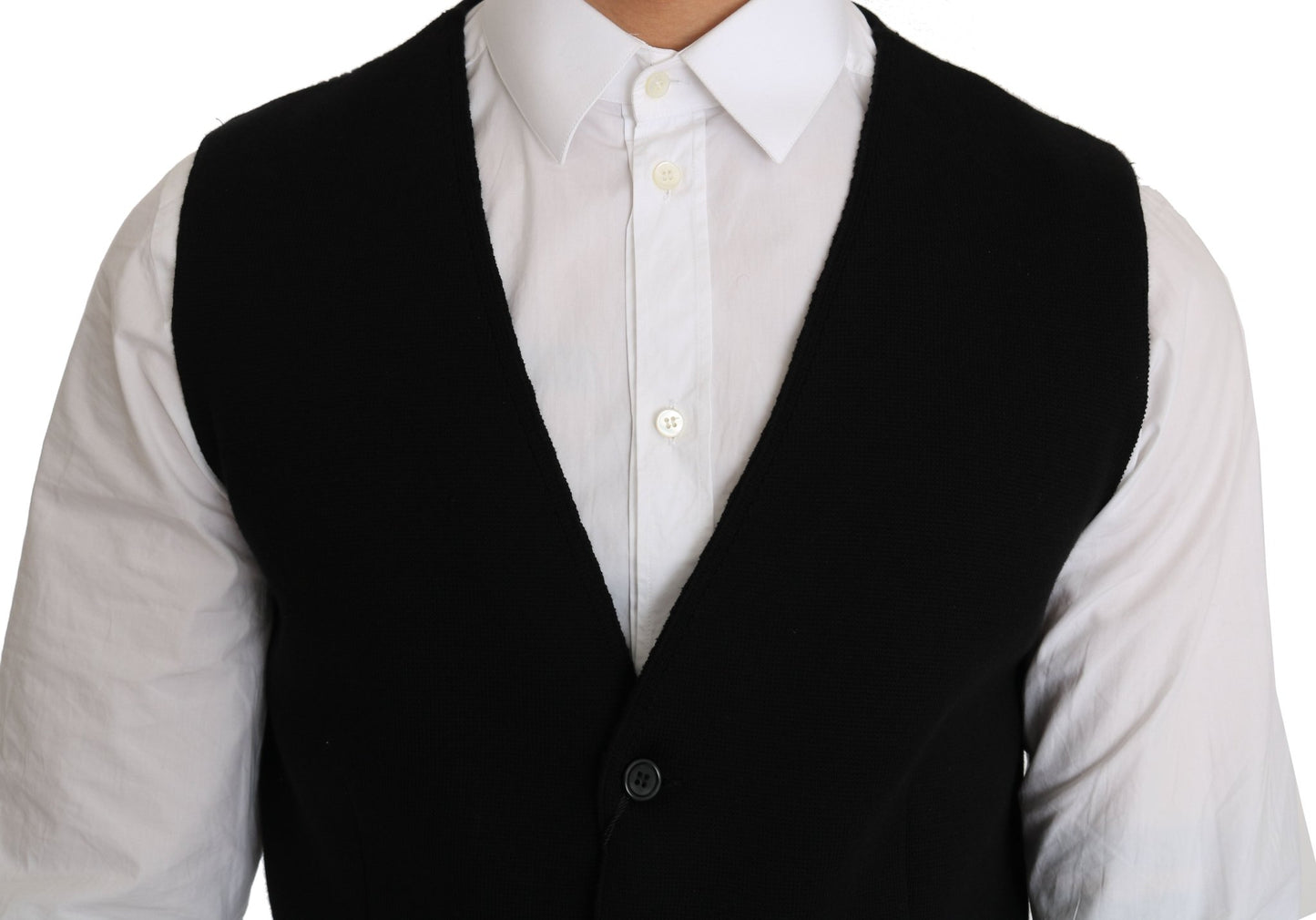 Dolce & Gabbana Sleek Black Cotton Formal Vest - Sandy Store ByNet