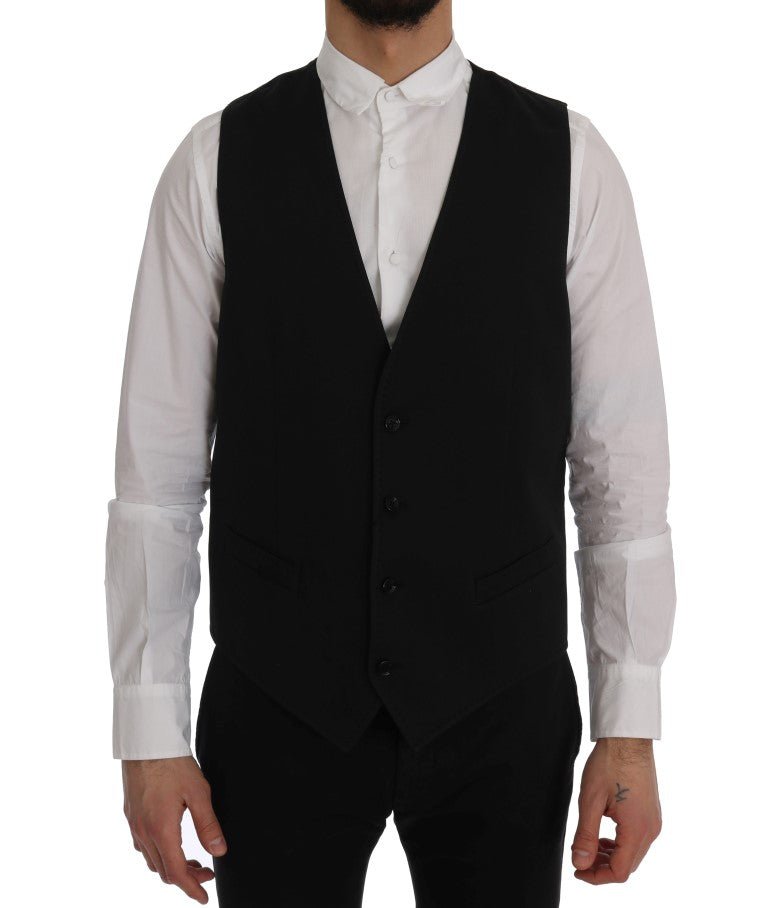 Dolce & Gabbana Sleek Black Single - Breasted Waistcoat - Sandy Store ByNet
