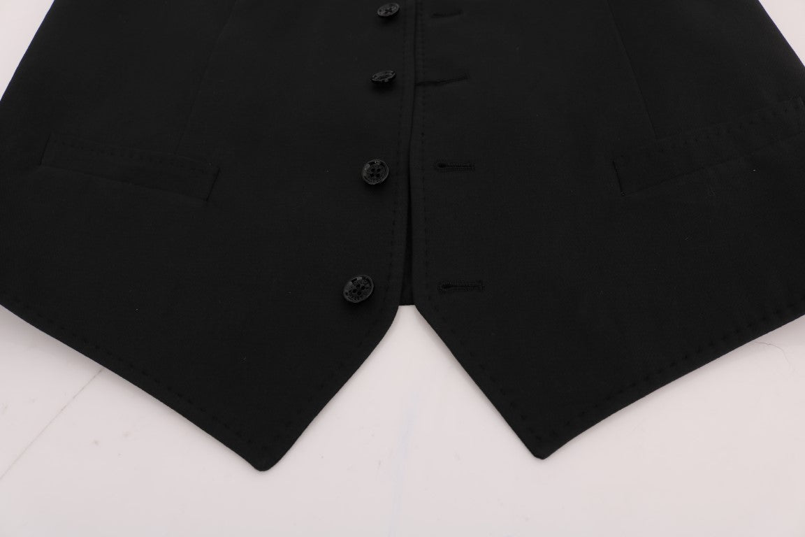 Dolce & Gabbana Sleek Black Single - Breasted Waistcoat - Sandy Store ByNet