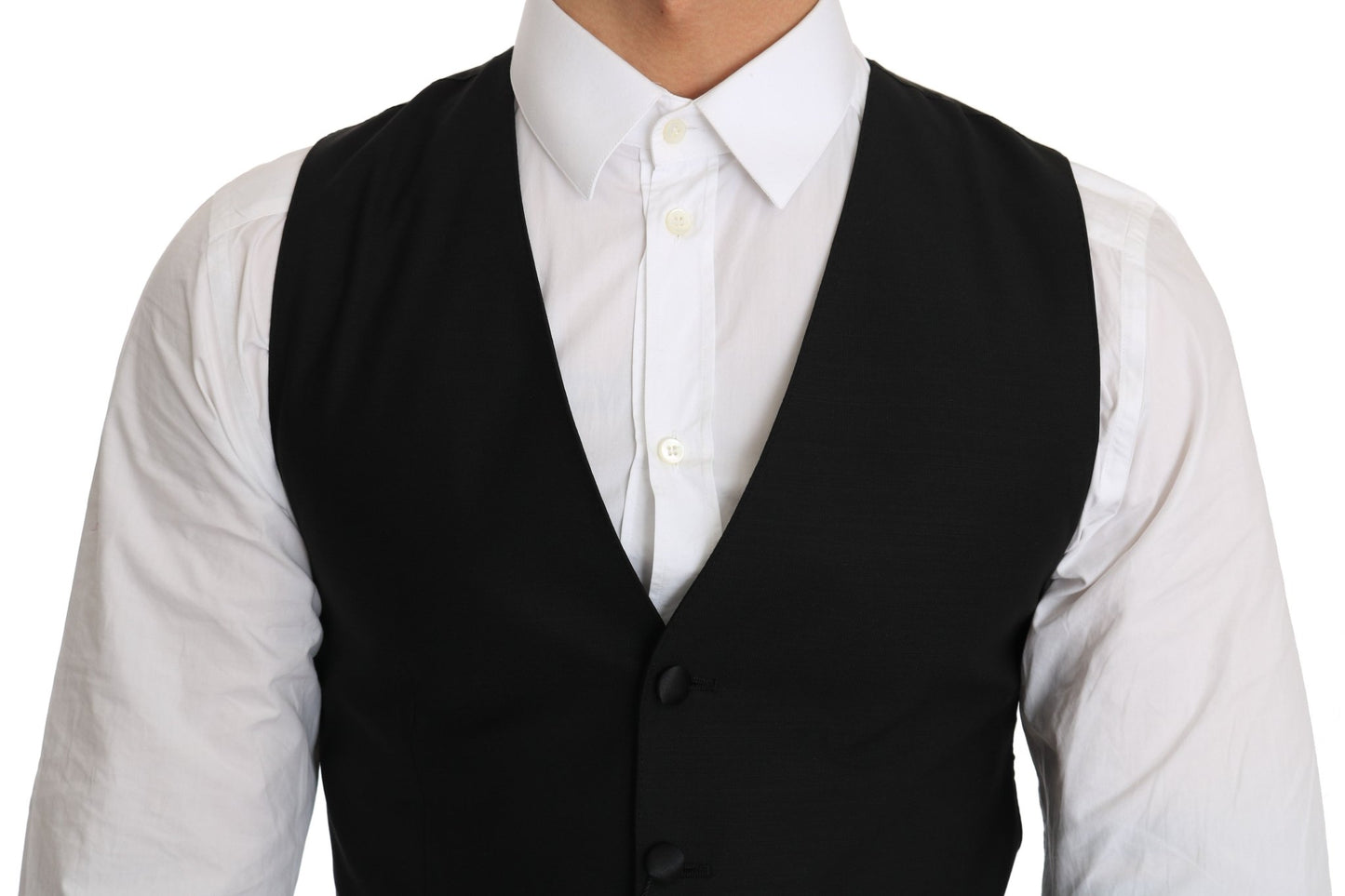 Dolce & Gabbana Sleek Black Wool Blend Formal Vest - Sandy Store ByNet