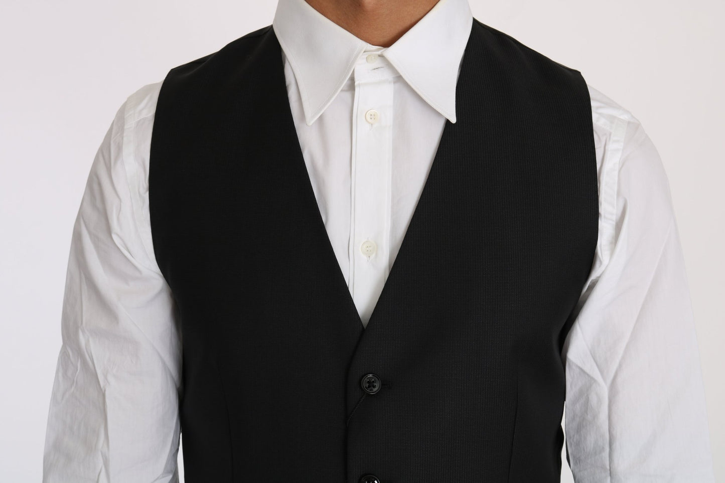 Dolce & Gabbana Sleek Black Wool - Silk Formal Vest - Sandy Store ByNet
