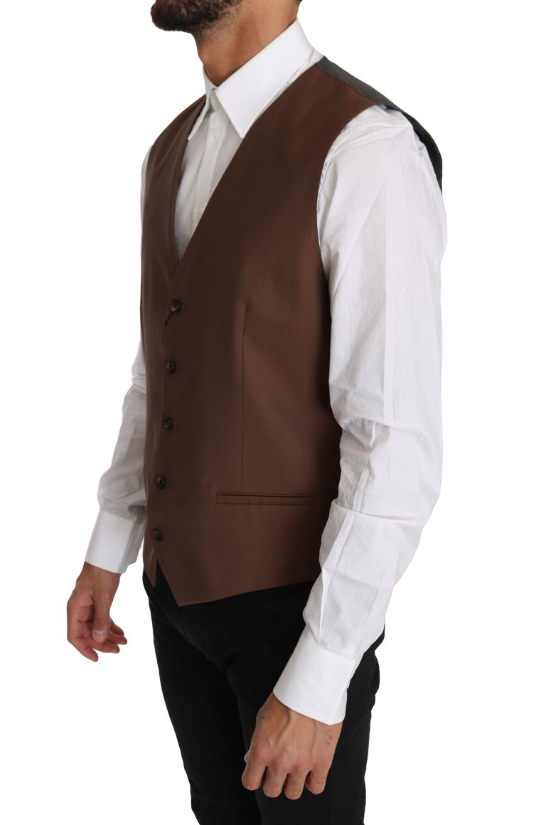 Dolce & Gabbana Sleek Bronze & Gray Formal Vest Slim Fit - Sandy Store ByNet