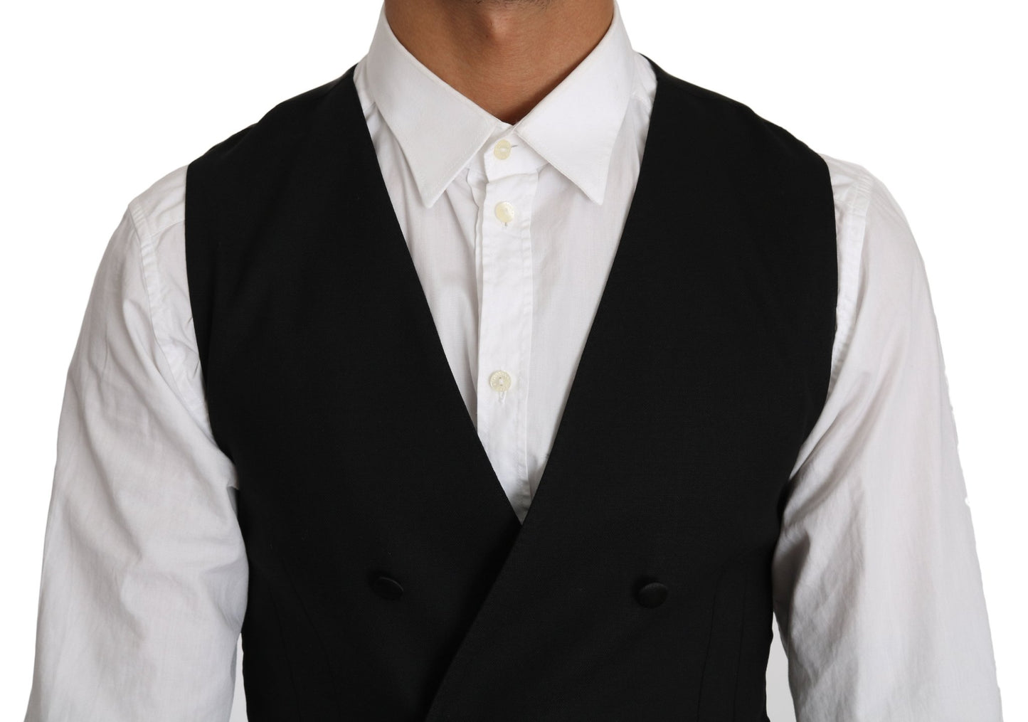 Dolce & Gabbana Sleek Double Breasted Slim Fit Wool Vest - Sandy Store ByNet
