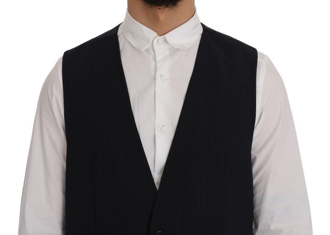 Dolce & Gabbana Sleek Striped Wool Blend Waistcoat Vest - Sandy Store ByNet