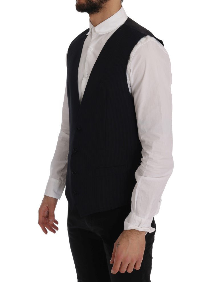 Dolce & Gabbana Sleek Striped Wool Blend Waistcoat Vest - Sandy Store ByNet