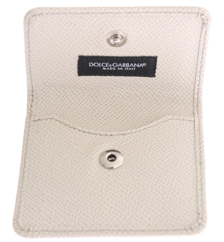 Dolce & Gabbana Sleek White Leather Condom Case Wallet - Sandy Store ByNet