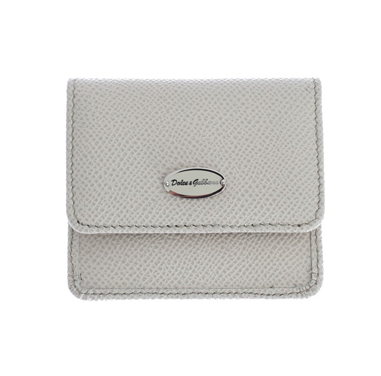Dolce & Gabbana Sleek White Leather Condom Case Wallet - Sandy Store ByNet