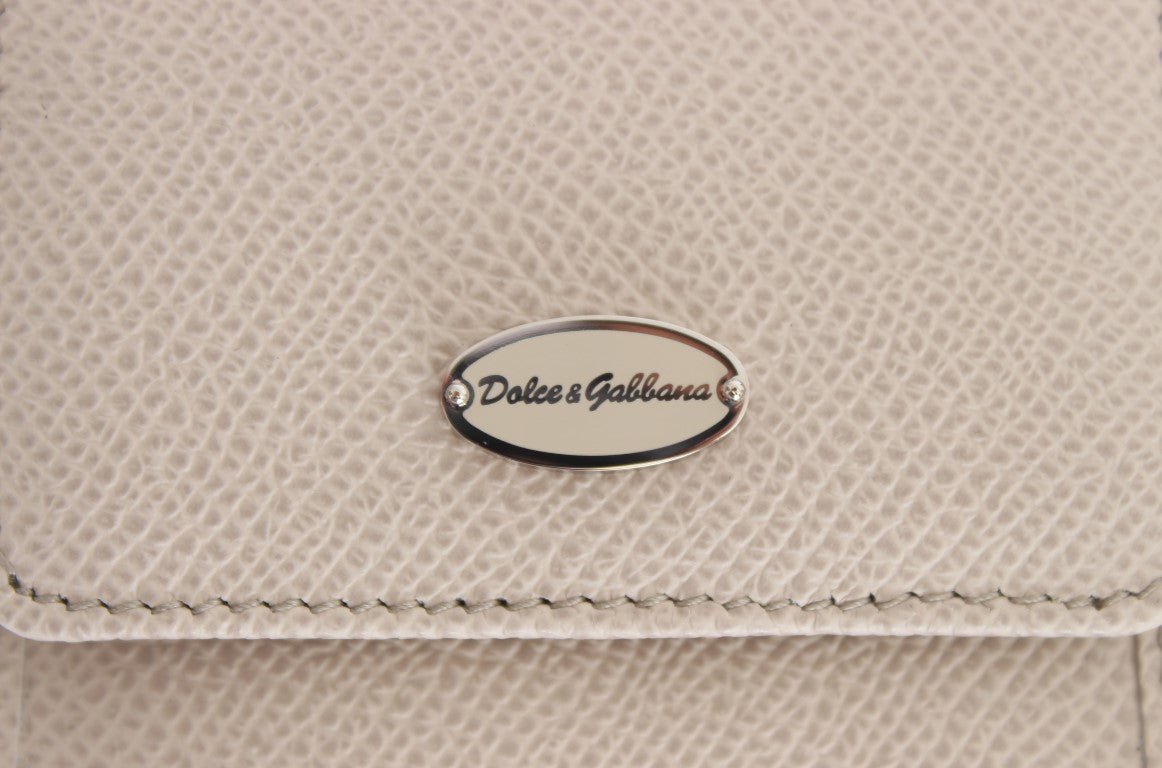 Dolce & Gabbana Sleek White Leather Condom Case Wallet - Sandy Store ByNet