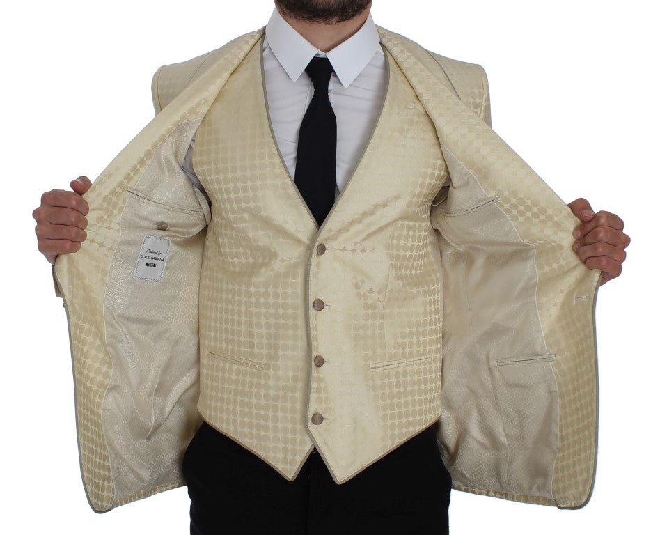 Dolce & Gabbana Sophisticated Beige Polka Dotted Blazer & Vest - Sandy Store ByNet