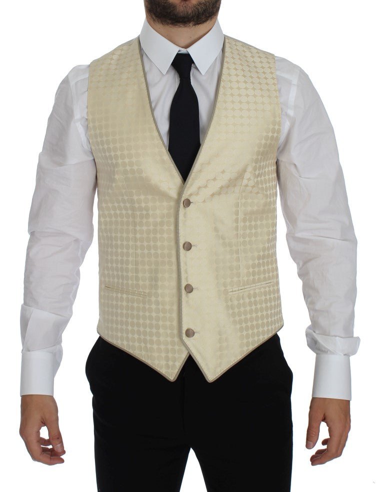 Dolce & Gabbana Sophisticated Beige Polka Dotted Blazer & Vest - Sandy Store ByNet