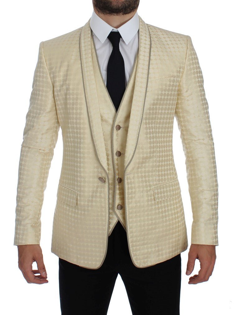 Dolce & Gabbana Sophisticated Beige Polka Dotted Blazer & Vest - Sandy Store ByNet