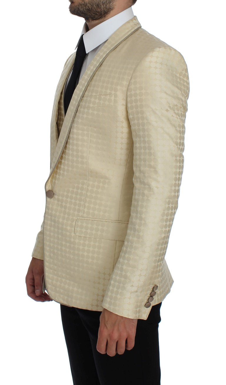 Dolce & Gabbana Sophisticated Beige Polka Dotted Blazer & Vest - Sandy Store ByNet